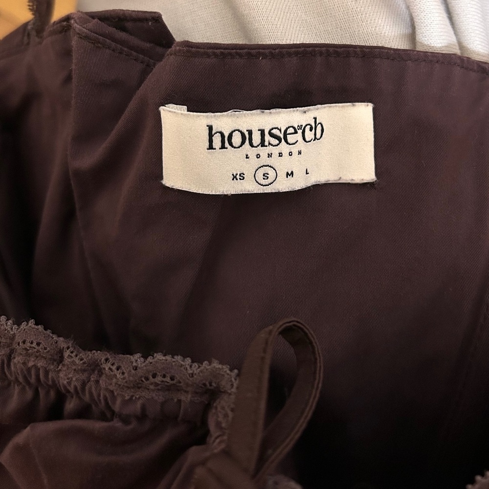 House of CB Gini Cotton Blend Corset Top in Rich Brown - Picture 6 of 7
